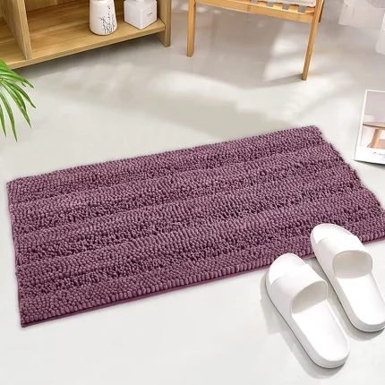Non Skid Bathroom Rugs – Water Absorbent Mats for Bathroom Toilet Shower Easy Wash Ultra Soft Quick Dry Carpet, Light Purple, 47″ W x 17″ L, 1Pc
